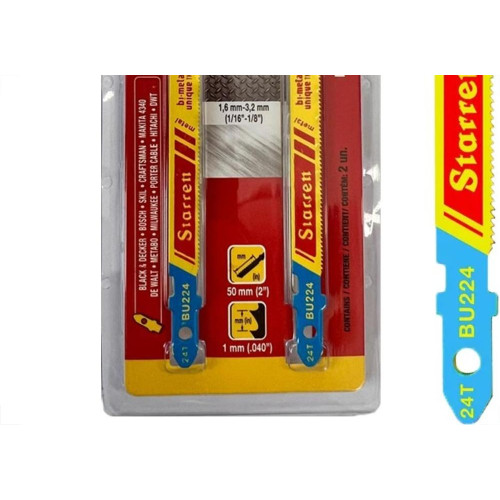 Serra Tico-Tico Lamina Starrett Metal Bi-Metal Com 2 Pecas Bu224-2 - 50Mm - 24T