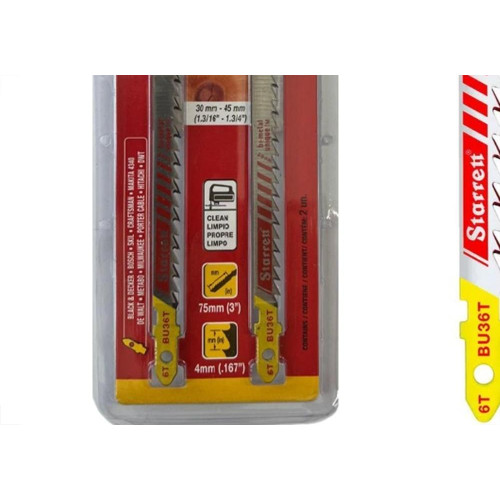 Serra Tico-Tico Lamina Starrett Madeira Bi-Metal Com 2 Pecas Bu36T-2 - 75Mm - 6T