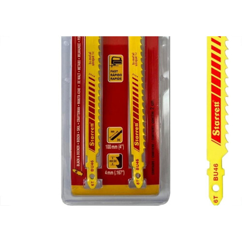Serra Tico-Tico Lamina Starrett Madeira Bi-Metal Com 2 Pecas Bu46-2 - 100Mm - 6T