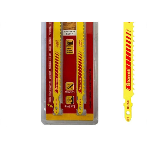 Serra Tico-Tico Lamina Starrett Madeira Bi-Metal Com 2 Pecas Bu56-2 - 125Mm - 6T