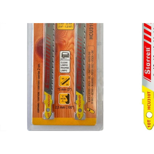 Serra Tico-Tico Lamina Starrett Madeira Bi-Metal Com 2 Pecas Hcu310T-2 - 75Mm - 10T