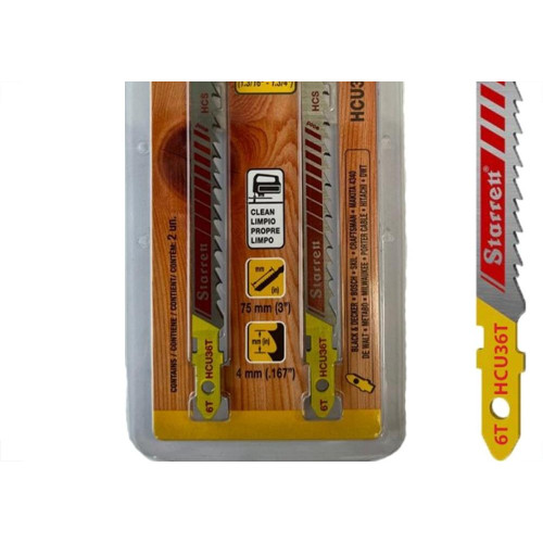 Serra Tico-Tico Lamina Starrett Madeira Bi-Metal Com 2 Pecas Hcu36T-2 - 75Mm - 6T