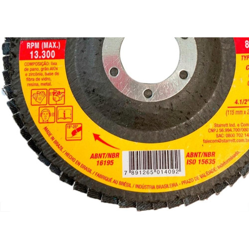 Disco Flap Starrett 4.1/2'' X 7/8''- Grao 40
