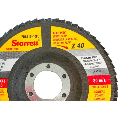 Disco Flap Starrett 4.1/2'' X 7/8''- Grao 40