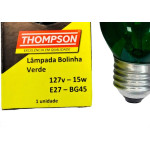 Lampada Colorida Thompson 15Wx127V. Verde - Kit C/10 Pecas