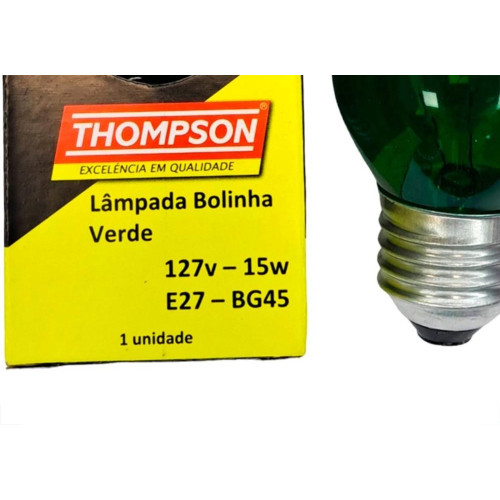 Lampada Colorida Thompson 15Wx127V. Verde - Kit C/10 Pecas