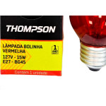 Lampada Colorida Thompson 15Wx127V. Vermelha - Kit C/10 Pecas