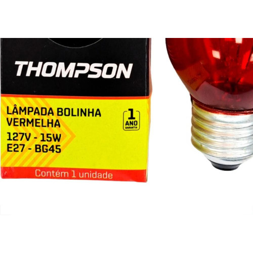 Lampada Colorida Thompson 15Wx127V. Vermelha - Kit C/10 Pecas