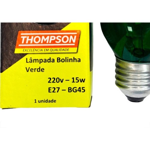 Lampada Colorida Thompson 15Wx220V. Verde - Kit C/10 Pecas