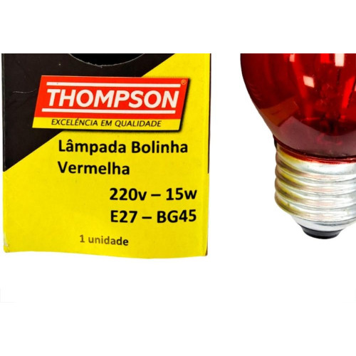 Lampada Colorida Thompson 15Wx220V. Vermelha - Kit C/10 Pecas