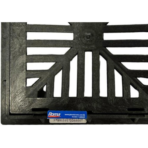 Grelha Plastica Quadrada Preta Roma 20X20Cm Com Caixilho