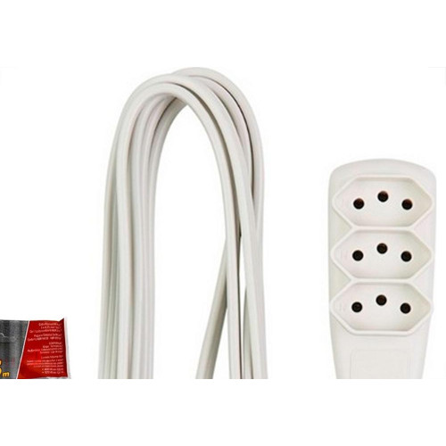 Extensao Luster Pp 2 Polos + Terra 0,75Mm Branca / Cinza - 5M