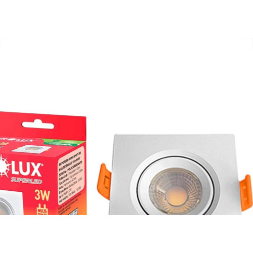 Spot Com Lampada Dicroica Led Ourolux 3W. Quadrado Branco 3000K.