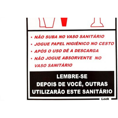 Placa Look 15X20Cm (Sanitario Feminino Educativo) - Kit C/5 Pecas