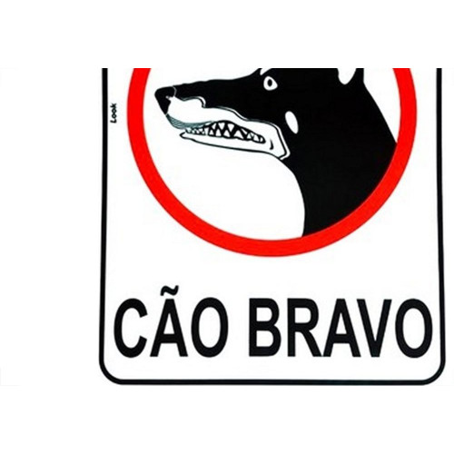 Placa Look 20X30Cm (Cuidado Cao Bravo) - Kit C/5 Pecas