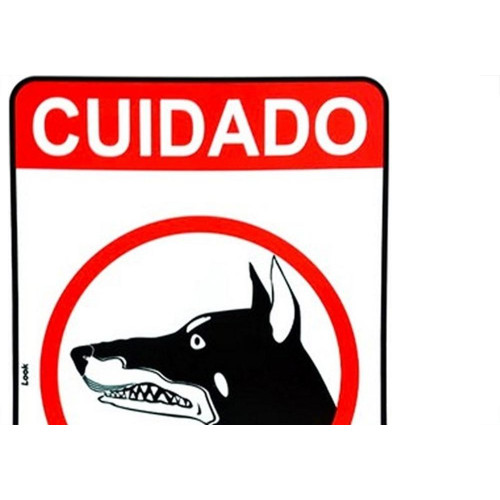 Placa Look 20X30Cm (Cuidado Cao Bravo) - Kit C/5 Pecas