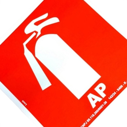 Placa Look 20X20Cm Fotoluminescente(Extintor Agua) - Kit C/5 Pecas
