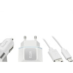 Carregador Elgin Usb Tomada + Veicular + Cabo
