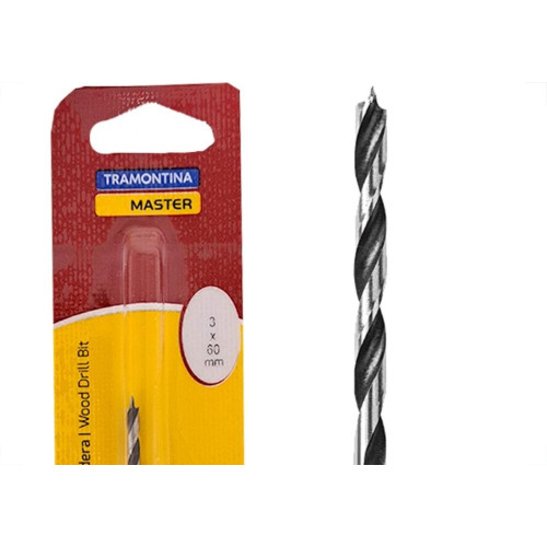 Broca Aco Carbono Madeira Tramontina 3 Pontas 3Mm - 43143/103