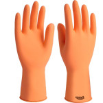 Luva Borracha Sanro Forrada Antiderrapante Plus Laranja M - Kit C/10 Pares