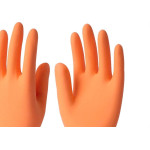 Luva Borracha Sanro Forrada Antiderrapante Plus Laranja M - Kit C/10 Pares