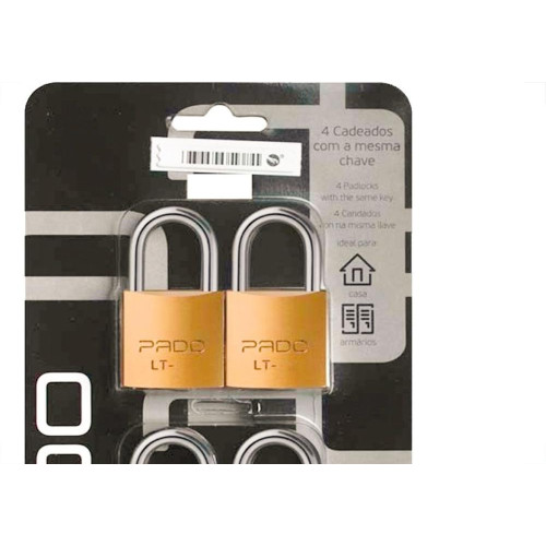 Cadeado Pado Chaves Iguais 30Mm Cartela Com 4 Pecas