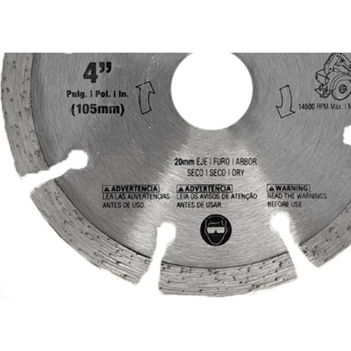 Disco Diamantado Stanley Segmentado Seco 105Mm X 20Mm - 4'' - Sta47402B