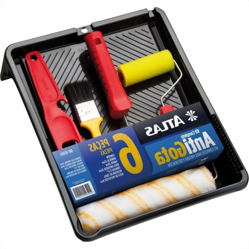 Kit Pintura Atlas Com 6 Pecas - Bandeja + Garfo + Rolo + Trincha + Misturador