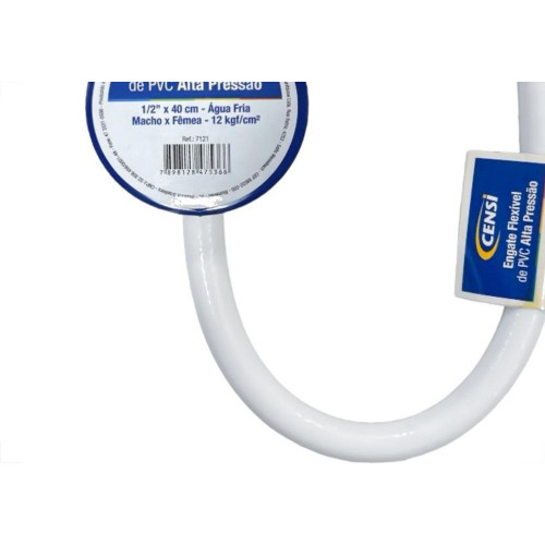 Engate Flexivel Alta Pressao Branco Pvc Censi Para Agua 40Cm - 7121