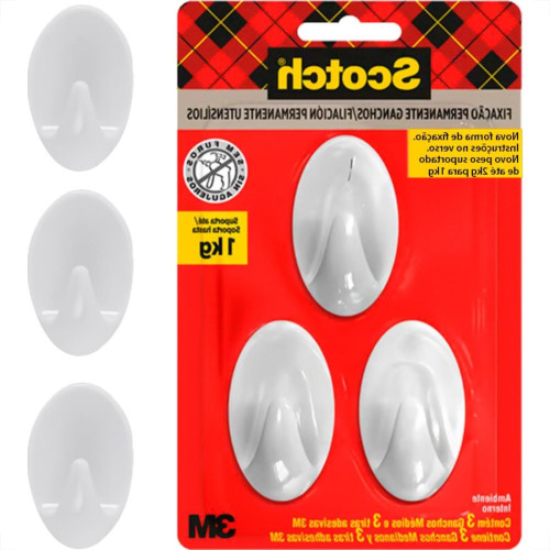 Gancho 3M Scotch Permanente Medio 1Kg Com 3 Pecas