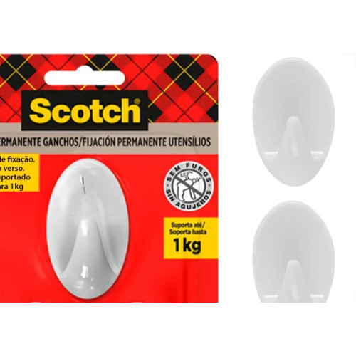 Gancho 3M Scotch Permanente Medio 1Kg Com 3 Pecas