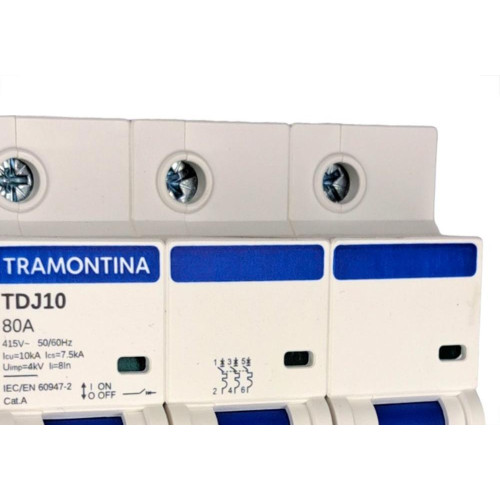 Disjuntor Tramontina ''Din'' Tripolar 80A. C