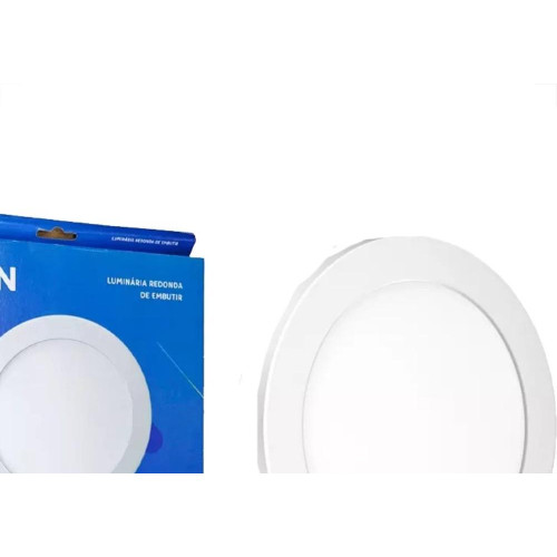 Plafon Led Embutir Elgin Redondo 18W. 6500K. Bivolt Branco