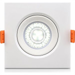 Spot Com Lampada Dicroica Led Elgin 5W. Quadrado Branco Bivolt 3000K.