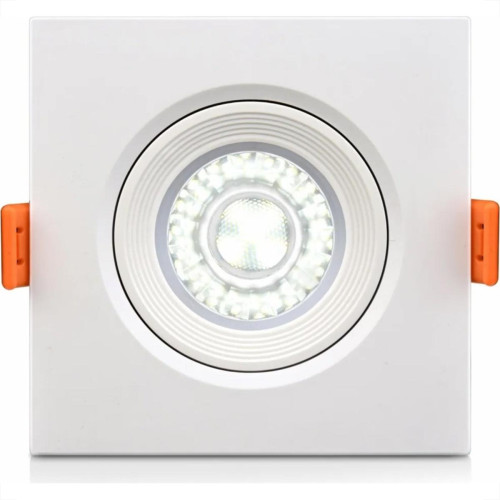 Spot Com Lampada Dicroica Led Elgin 5W. Quadrado Branco Bivolt 3000K.