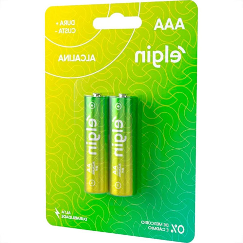 Pilha Elgin Alcalina Aaa Palito Cartela Com 2 Pecas - Lro3-1,5V
