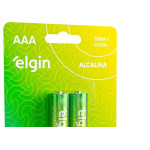 Pilha Elgin Alcalina Aaa Palito Cartela Com 2 Pecas - Lro3-1,5V
