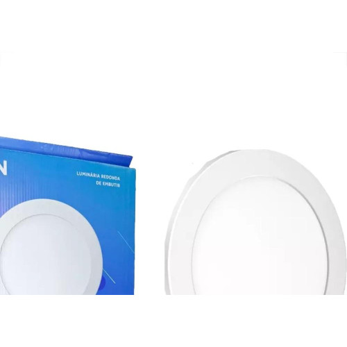 Plafon Led Embutir Elgin Redondo 24W. 6500K. Bivolt Branco