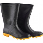 Bota Galocha Pega Forte Preta/Amarela 323 No.45/46 Com Meia
