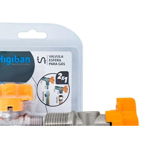 Registro Esfera Para Gas Higiban Angular - 1/2'' X 1/2'' E 1/2'' X 3/8''