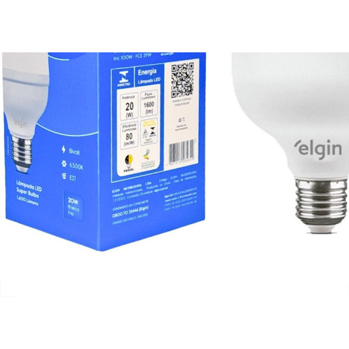 Lampada Led Alta Potencia Elgin 20W. 1672Lm Bivolt 6500K. - E27