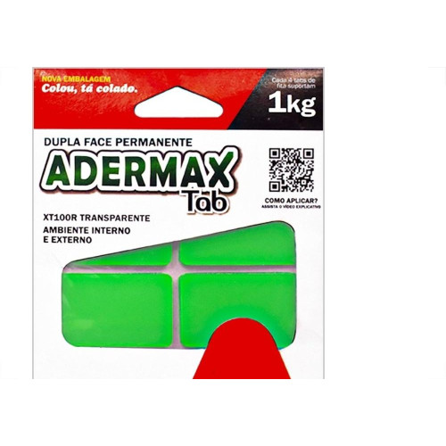 Fita Dupla Face Adere Adermax Tab Permanente 40Mm X 25Mm Ambiente Interno/Externo (Contem 20 Tabs)