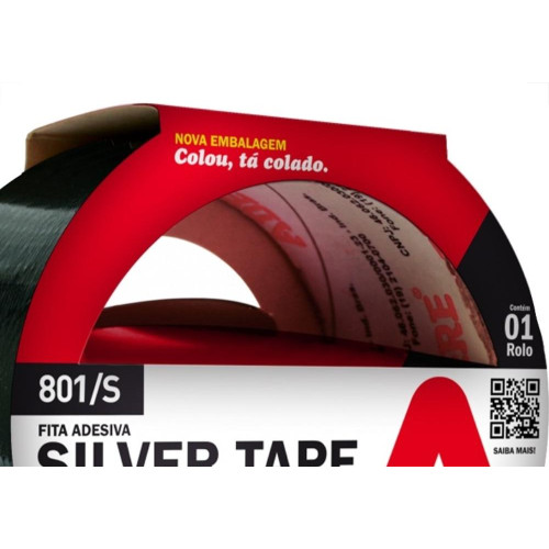 Fita Silver Tape Adere Preta 801S - 45Mm X 5M