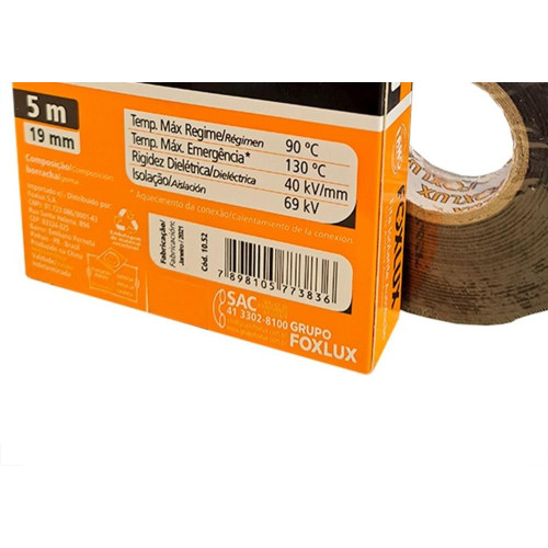 Fita Isolante Alta Tensao Foxlux Auto Fusao 19Mm X 5M - Kit C/12 Pecas