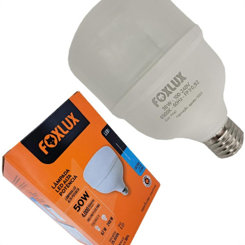 Lampada Led Alta Potencia Foxlux 50W. 4000Lm Bivolt 6500K.