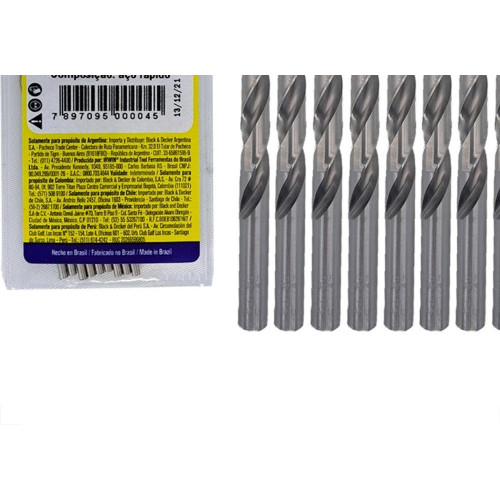 Broca Aco Rapido Irwin 5/64'' - Kit C/10 Pecas