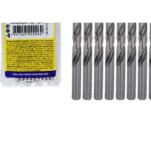 Broca Aco Rapido Irwin   7/64'' - Kit C/10 Pecas