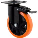 Rodizio Colson Base Giratoria Com Freio 4'' Laranja