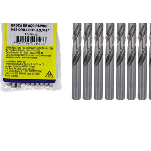 Broca Aco Rapido Irwin   9/64'' - Kit C/10 Pecas