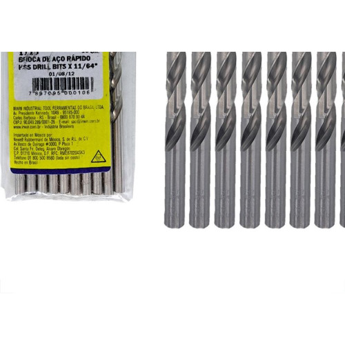 Broca Aco Rapido Irwin   11/64'' - Kit C/10 Pecas